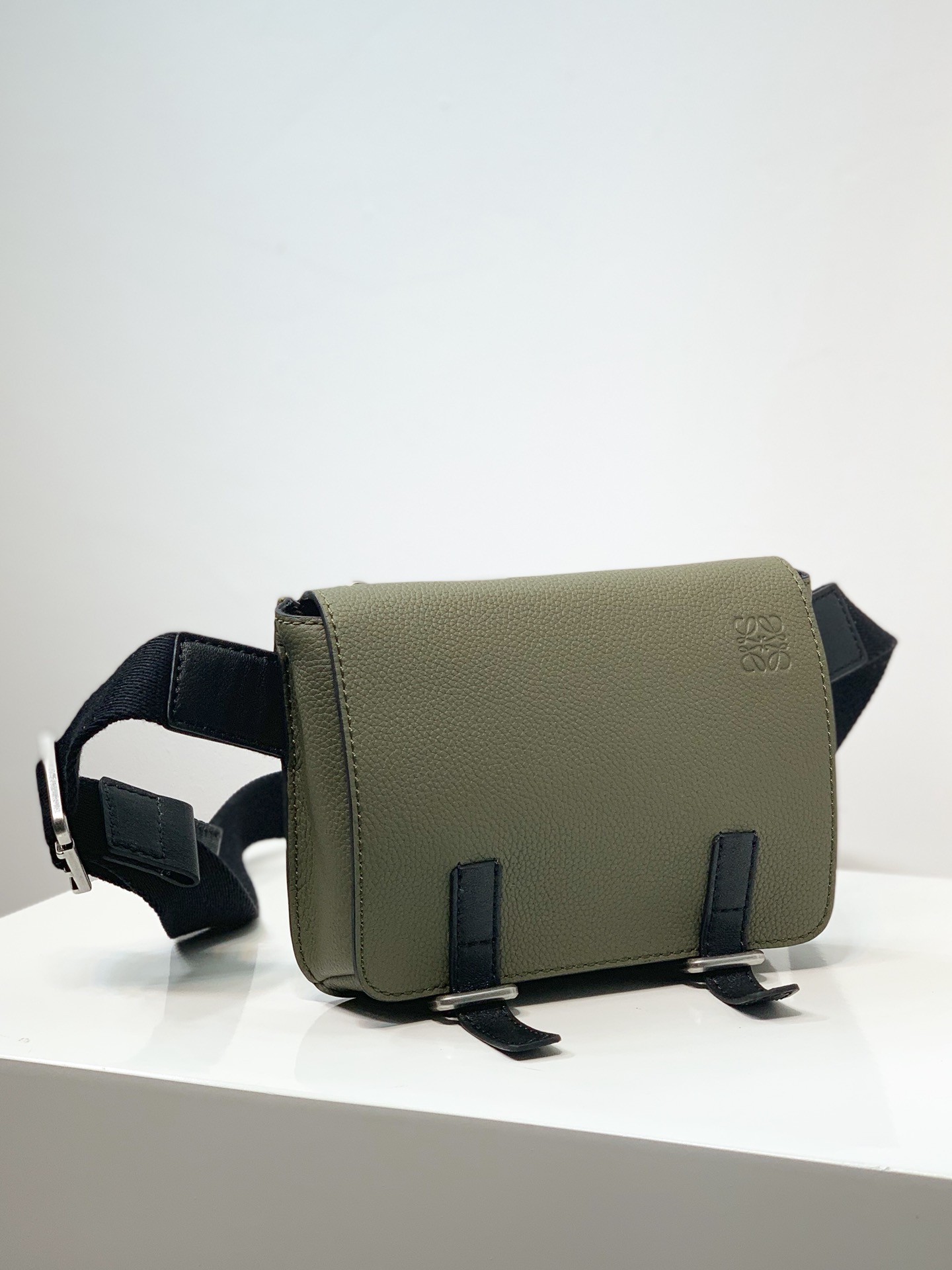 Loewe XXS Military Messenger Bag in Soft Grained Calfskin Green